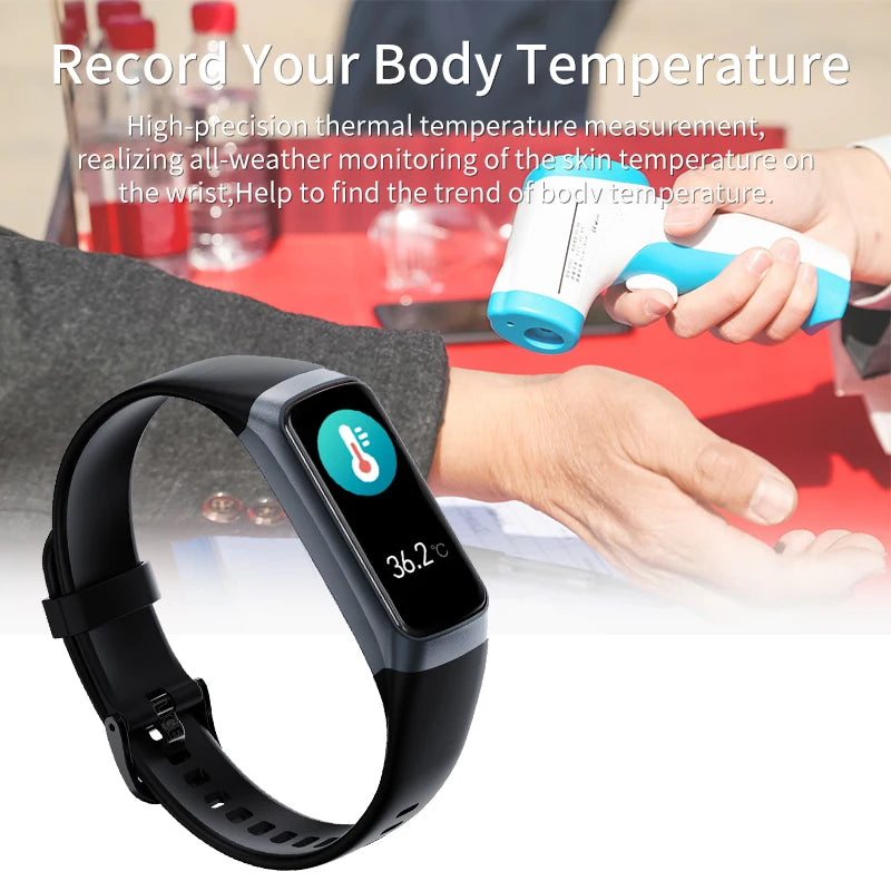 LIGE 1.1 Inch Amoled Heart Rate Monitor Smart Bracelet Wristband Slim Smart Watch Men Women Waterproof  Fitness Tracker Band