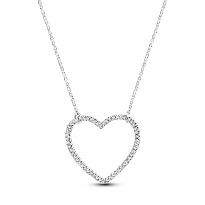 Luxury Necklace 925 Silver Original Sterling Zircon Dragonfly Butterfly Firefly Star Moon Chain Link For Women Wedding Jewelry