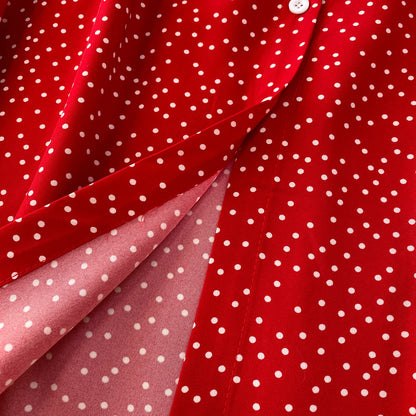 Summer Women Polka Dot Long Dress Vintage V-Neck Flying Sleeve High Waist Single Breasted A-Line Casual Vestidos Female Robe New