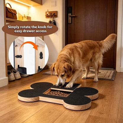 Wooden Pet Scratching Board with Built-in Treat Box Dog Nail Trim Pad Pull-Out Nail Scratch Board Toy Sandpaper Board Scratcher