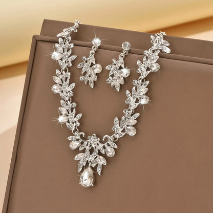 3pcs New Fashion Necklace Sets for Women Waterdrop Collar Choker Necklace Earring Jewelry Set for Prom Birthday Bridal Wedding