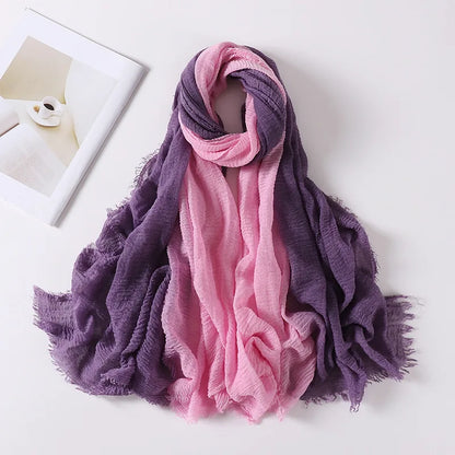 180*90cm Gradient Cotton Linen Women Muslim Hijab Scarf Woman Islamic Arab Shawl Wrap Head Scarves Ready To Wear Headscarf