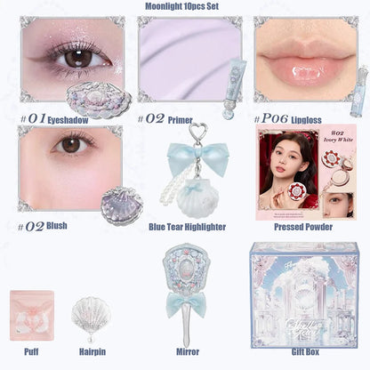 Flower Knows Shells Pearl Eyeshadow Essence Lip Honey Blush Cheek Makeup Front Ocean Gift Box Makeup Kit Full Professional