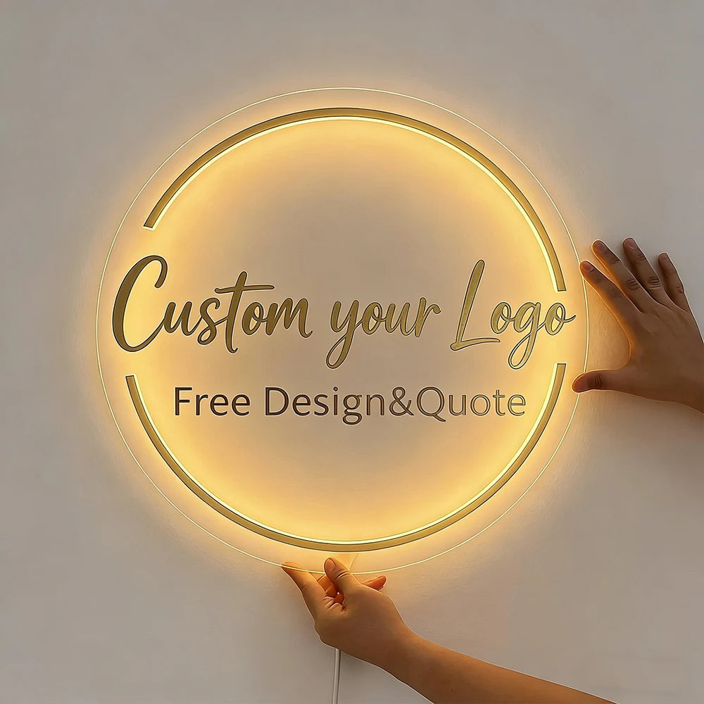 Custom Acrylic Sign Personalise Signboard Business Neon Logo LED Backlight Name Sign Decor for Office Door Sign Wall Decor Signs