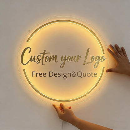 Custom Acrylic Sign Personalise Signboard Business Neon Logo LED Backlight Name Sign Decor for Office Door Sign Wall Decor Signs