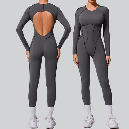 Women's Sports Jumpsuit Kit Yoga Fitness Bodysuit Hip-lifting Open Back Tight High Elasticity Outdoors Gym Workout Sexy Clothes