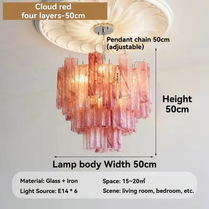 Designer Murano Ceiling Chandeliers Pink Colorful Glass LED Hanging Pendant Lights for Living Dining Room Bar Villa Art Lighting