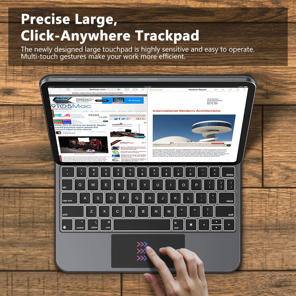 GOOJODOQ Magic Keyboard Case for iPad Pro 11 M4 iPad Air 4/5/6 Smart Pogo Pin PD18W Pass Through Charging Smart Gesture Trackpad