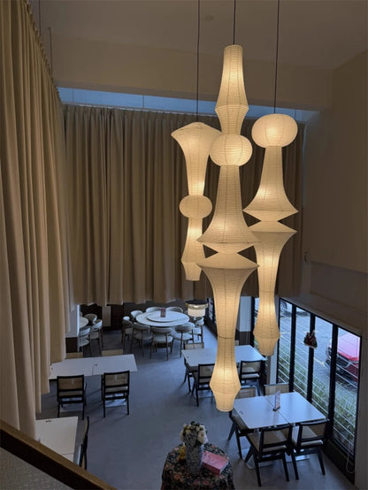Nordic Wabi Sabi Wind Rice Paper Led Pendant Lights Living Room Bedroom Bedside Lamp Duplex Loft Clothing Store Decor Chandelier