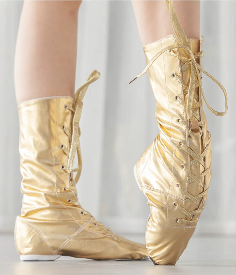 XIHAHA Jazz Dance Boots Women Soft Sole Leather Latin  Dancing Shoes Woman Children Girls Ballet Shoes Ballroom Training Shoe