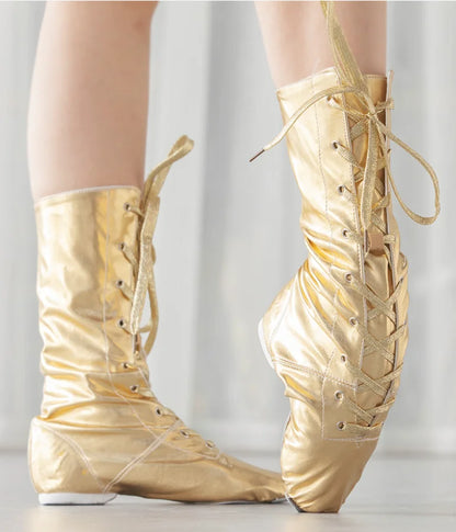 XIHAHA Jazz Dance Boots Women Soft Sole Leather Latin  Dancing Shoes Woman Children Girls Ballet Shoes Ballroom Training Shoe