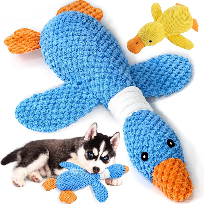 Yellow Duck Dog Toys for Aggressive Chewers Cats Dogs Chew Squeak Toy with Quacking Sound Interactive Plush Doll Toy Pet Supplie