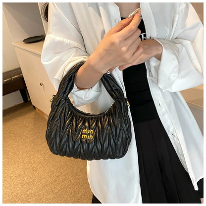 Fashion Pleated Cloud Shoulder Bags for Women Removable Shoulder Strap Crossbody Bag PU Handbags Ladies Shopping Small Bag Purse