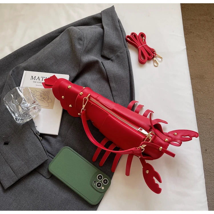 PU Zipper Commuting Crossbody Bags Lobster Shape Niche 2025 High Quality Ladies Bags Solid Color Rivet Fashion Shoulder Bags