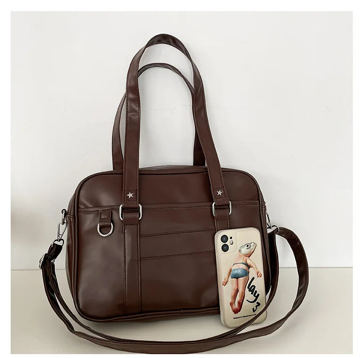 Japanese Style JK Bag Women High School Student Uniform Bag PU Leather Shoulder Bag Women Simple Handbags Crossbody Bags Itabag