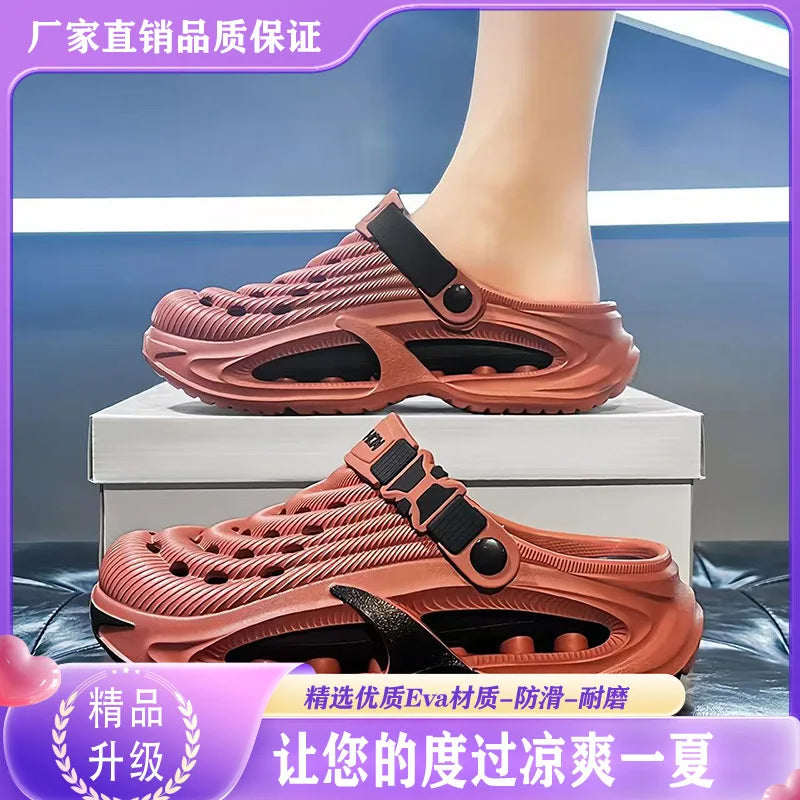 Mens Summer Clogs  Thick Sole Outdoor Beach Slides Non-slip Closed Toe Slippers For Men Women Driving Shoes Breathable Outdoor