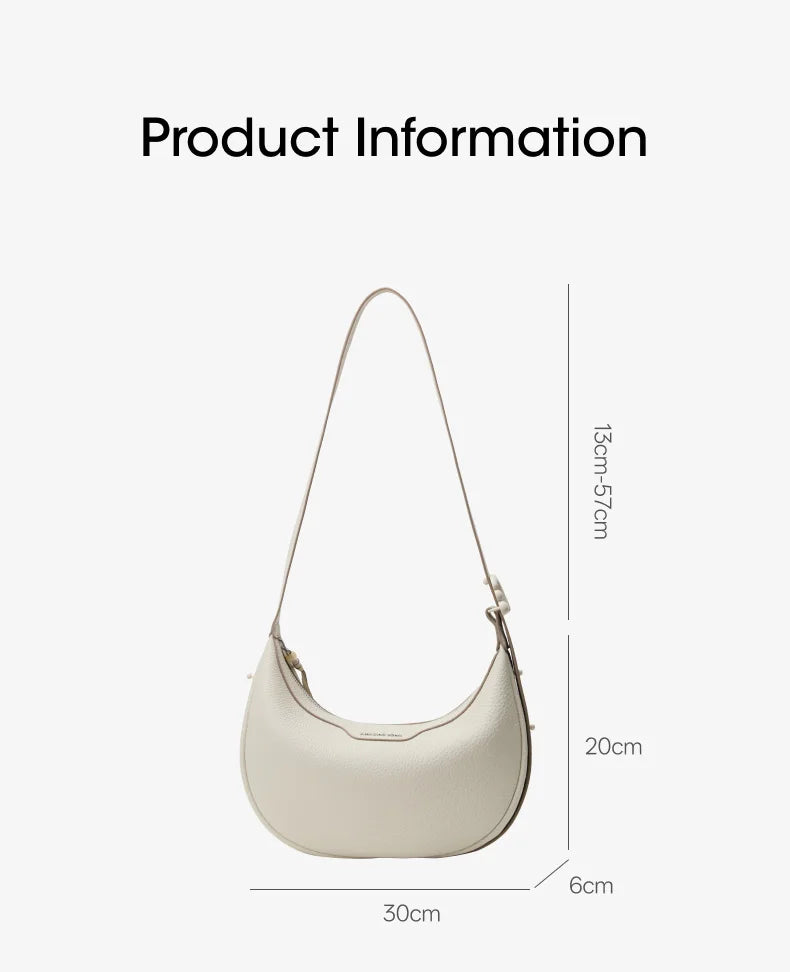 Amazing Song Original Design Half Moon Bag Small Top Grain Leather 2026 New Fashionable Women's Bags