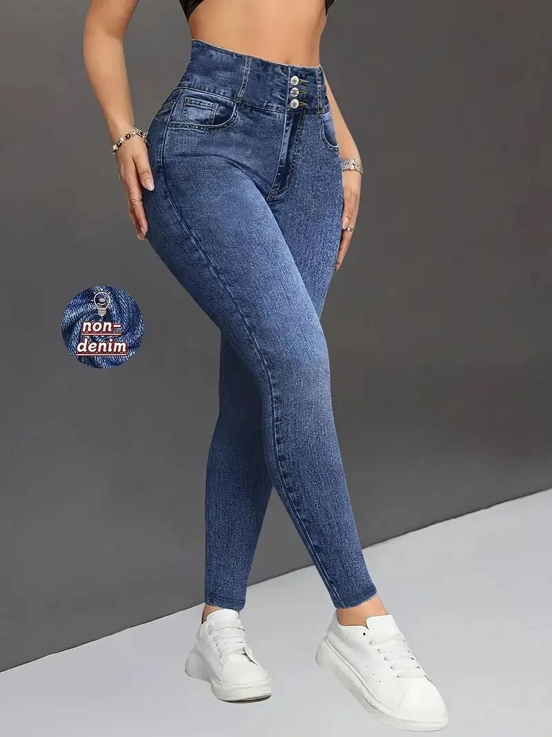 Women's Imitation Comfortable Tummy Control Fitness Gym Yoga Pants Daily Wear Tummy Control Hip Lifting Skinny Yoga Pants