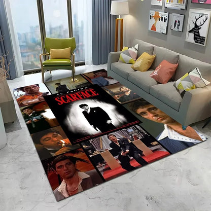 Scarface 3D Classic Movie Tony Carpet Rug for Home Living Room Bedroom Sofa Doormat Decor,kids Play Area Rug Non-slip Floor Mat