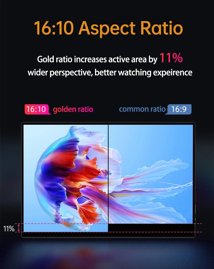 Damrapt 14'' UHD Portable Oled Monitor 4K 16:10 500nits Metal Frame with Stand for Laptop PC Smart Phone Xbox Gaming Display