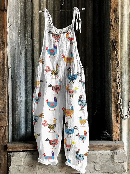 Suspenders Jumpsuits Women Print One Piece Pocket Overalls Sling Long Pants Casual Loose High Waist Rompers Y2k Streetwear 2025