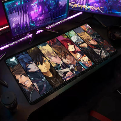 Extended Mouse Pad Anime Black Desk Mat PC K-kingdom H-hearts Keyboard Pad Laptop Gaming Accessories Table Play Mat XXL Mousepad