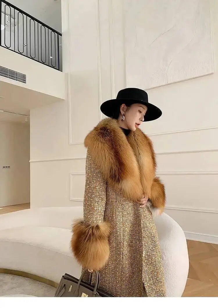 Large Size Winter Real Fur Collar Cuffs Set Neck Warmer Women Fur Shawl Furry Fluffy Fox Fur Scarf Luxury Scarves Coat Decor