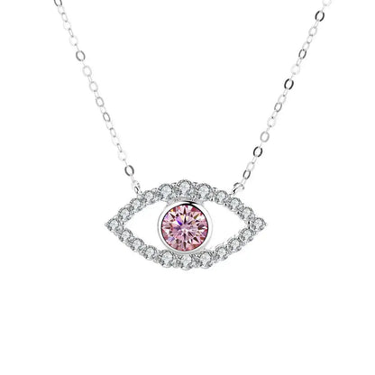 TS 925 Sterling Silver Plated Platinum Moissanite Necklace For Women 1 Carat Lab Moissanite Eye Pendant Necklace Jewelry Gift