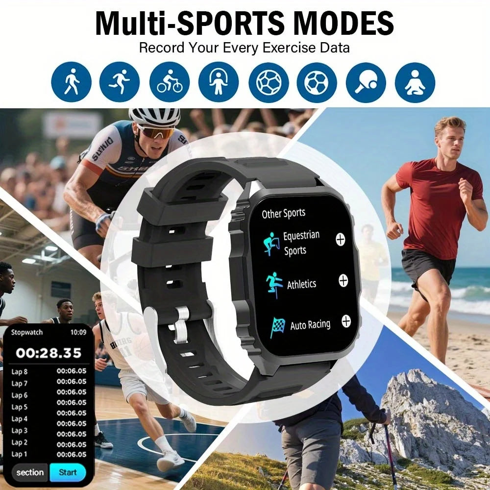Smart Watch，1.84-Inch Large Square Screen, with Multi-Sports Mode/Call Reminder/Music/Photography And Other Super Functions