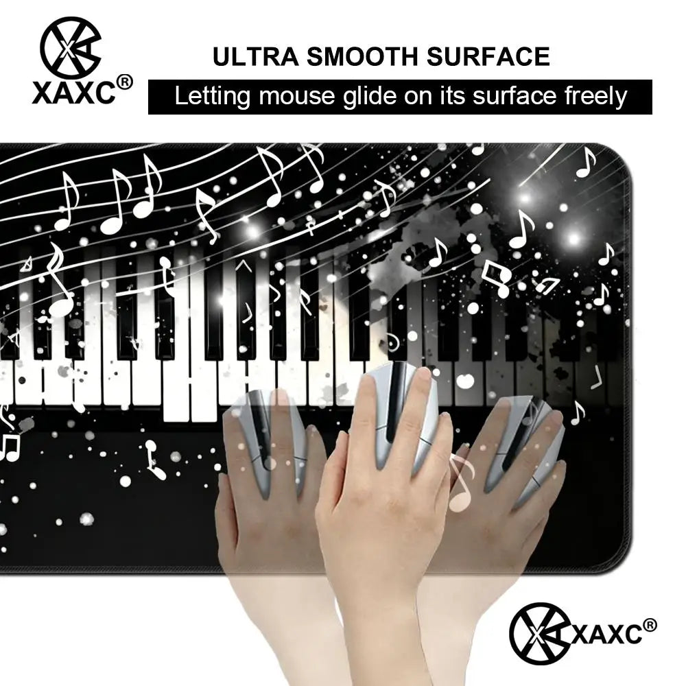 Music symbol and piano design Mouse Pad Large Computer Office Table Mats Rubber Anti-slip Gaming Keyboard Long Desk Pad HYBXXC