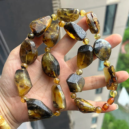 Big New Natural Amber Necklace for Gift European Baltic Original Beads Gogerous 100% Original Real Jewelry Supplier Wholesale
