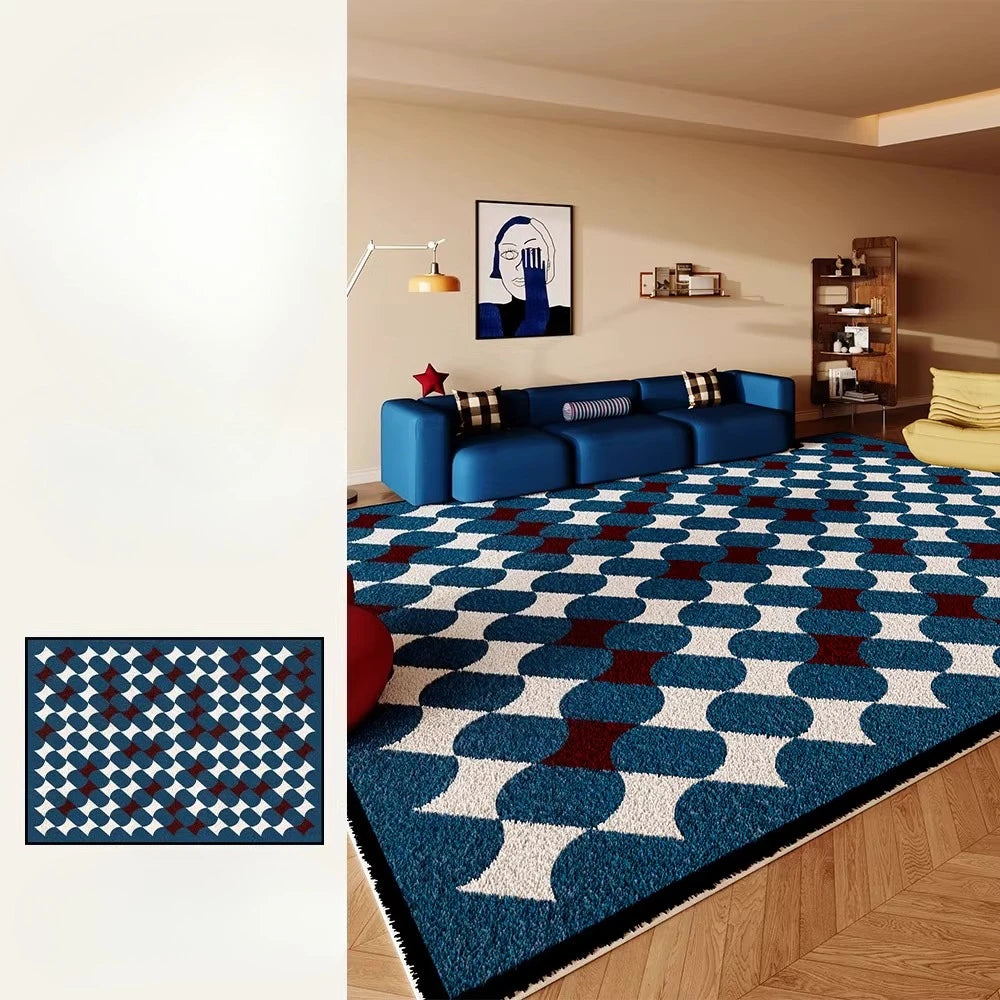 Retro Style Rugs for Bedroom Large Area Living Room Decoration Anti-slip Carpet Thick Plush Floor Mat Fluffy Soft Cloakroom Rug