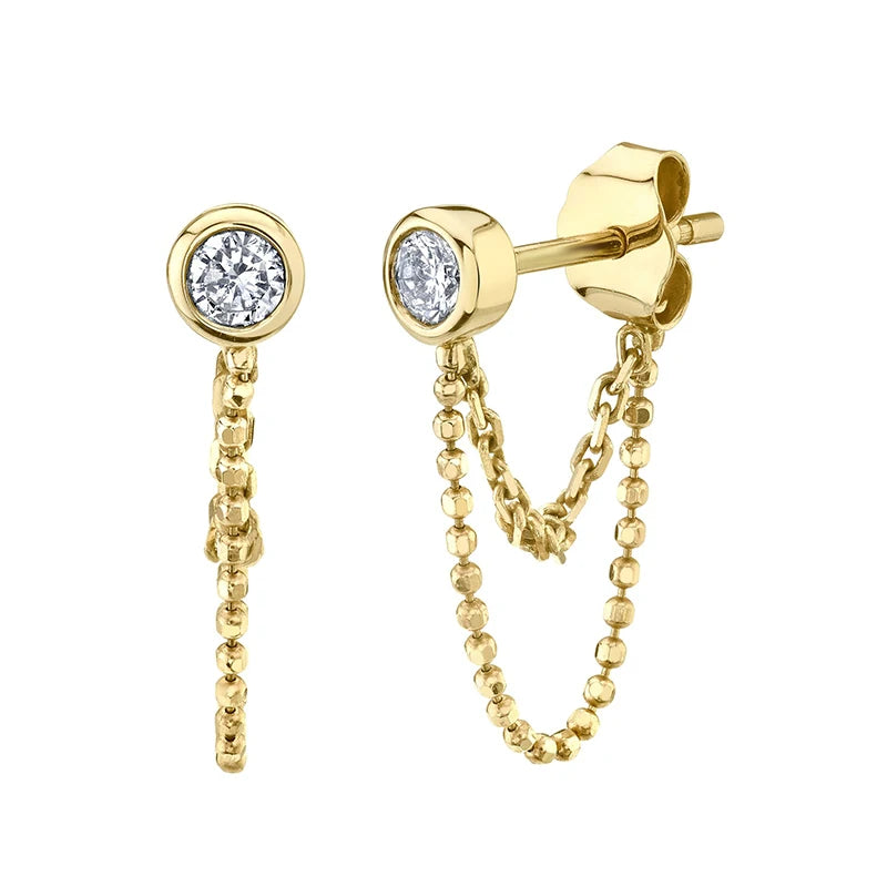 925 Sterling Silver Needle Long Chain Stud Earrings For Women Exquisite Zircon Geometric Tassel Pendant Earrings Luxury Jewelry