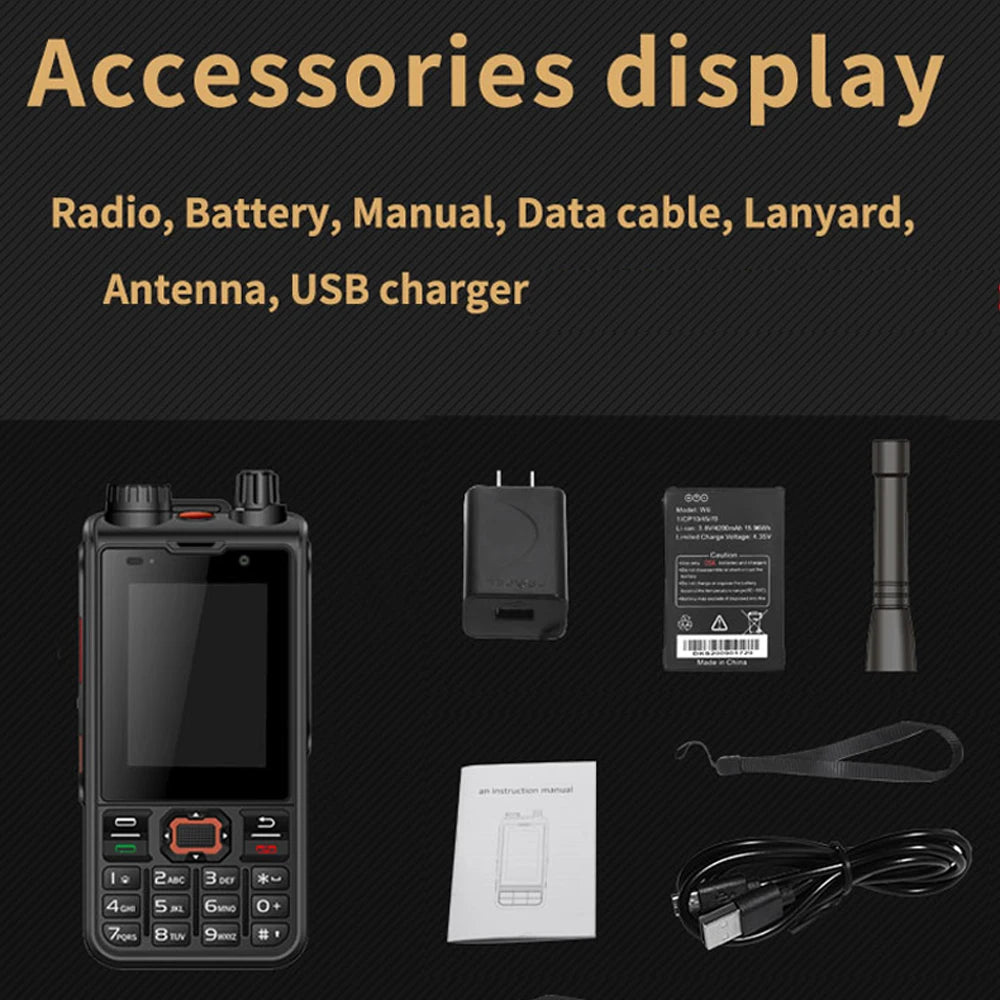 ANYSECU 4G Network Radio W6PRO Android 12 Work with Real-ptt Zello WIFI UHF 400-480mhz DMR Digital Radio