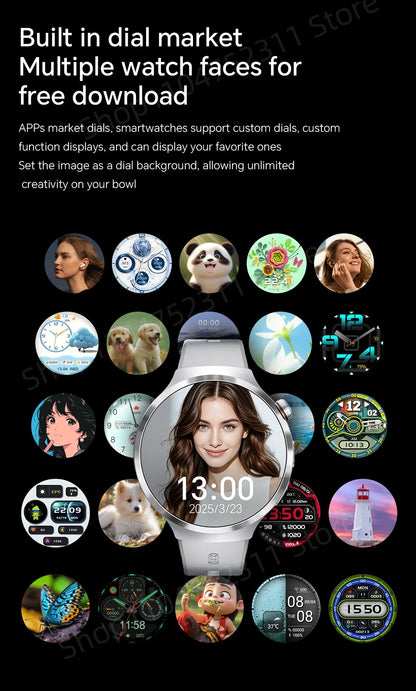 4G 5G Cellular Version Android 13.0 Smartwatch GPS Wifi Smart Watch With 190° Rotary Camera Dual System WIFI Google Play Store