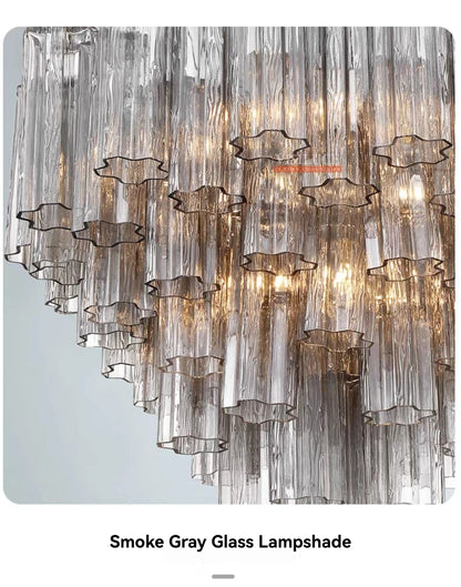 Round Murano Glass Ceiling Chandelier For Dining Living Room Bedroom Foyer Amber Glass Crystal Tube Hanging Chandelier Lights