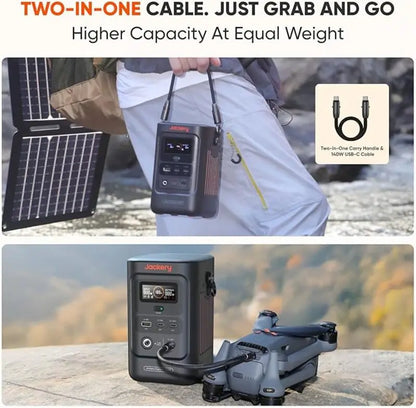 Jackery Explorer 240D Power Bank with Adjustable Shoulder Strap, 254Wh LiFePO4 Portable Power Station, 1-Hour Fast Charging