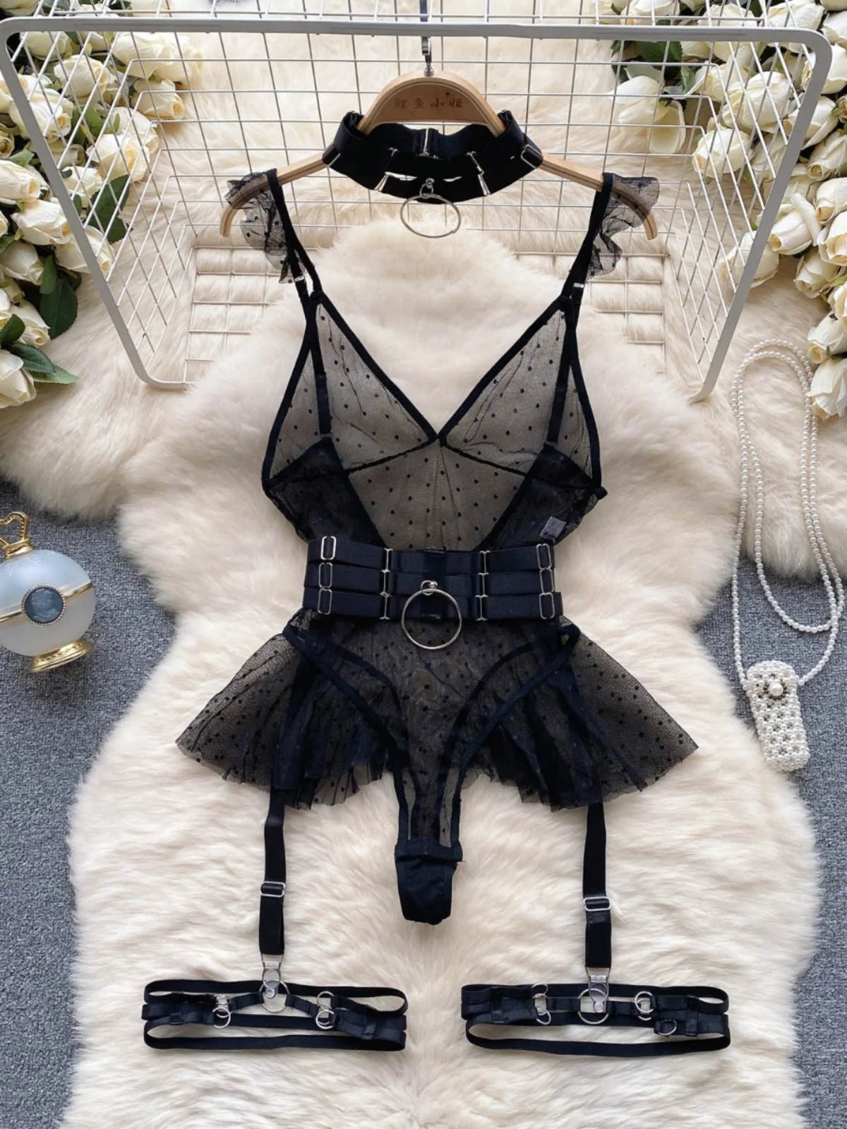 Sexy V-Ne Me Underbody Strap One-Piece Slimming Waist Bellflower Hem Commute Sle High Waist ort Pants Straight Cut