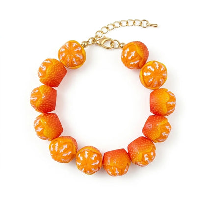 Dopamine 3D Fruit Beaded Necklace Bohemian Retro Pomegranate Strawberry Tomato Choker Exaggerated Bracelet Bikini Jewelry Gift