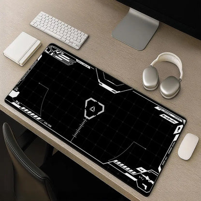 Gaming Mouse Pad Black White HUD Grid XXL Desk Mat Non Slip Rubber Waterproof Keyboard Mat PC Playmat Speed Extension XXL