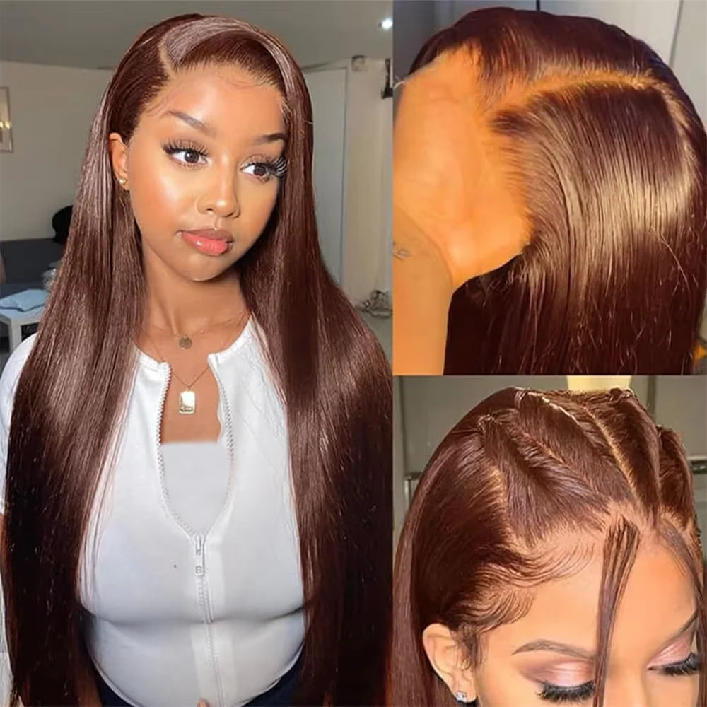 HD 13x6 13x4 Lace Frontal Wigs 100% Raw Vietnamese Chocolate Brown Straight Virgin Hair Pre Plucked Lace Front Human Hair Wigs
