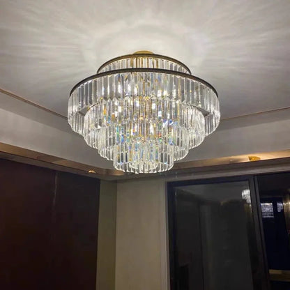 Modern Luxury Crystal Chandelier Gold Ceiling Pendant Lights for Living Room Chandeliers Villa Kitchen Decoration Round Lamp