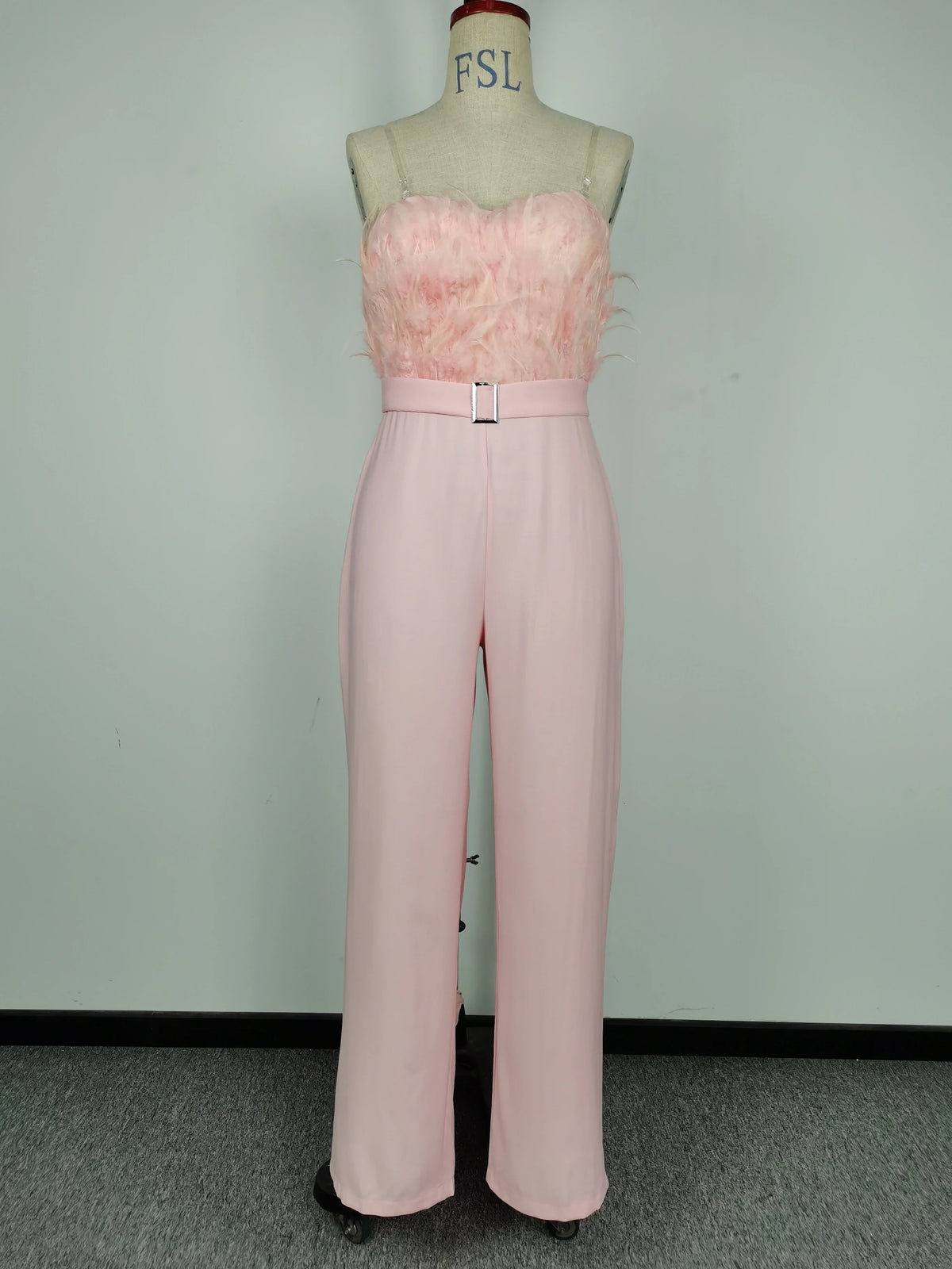 Elegant Jumpsuit Women Long One Piece Strapless White Slash Neck Feather Y2k Top Sexy Wedding Party Night Evening Rompers Summer