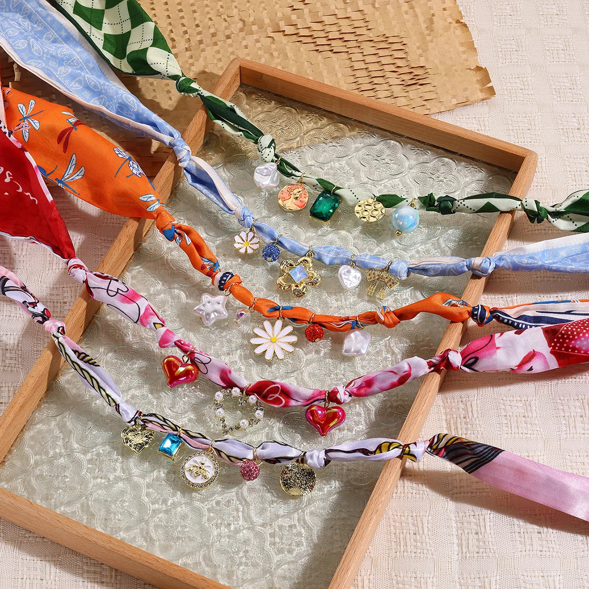 European and American Cross-Border Summer Scarf Necklace with Premium Feel, Multi-Pendant Pearl, Versatile, Light Luxury Silk Sc