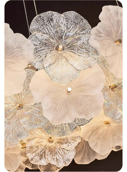 Modern Lustre Glass Flower Led Chandeliers Lighting Living Dining Room Pendant Lights Home Decor Bedroom Hanging Lamp Luminaire