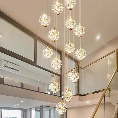 Modern Crystal stair chandelier lights indoor lighting Ceiling lamp hanging light led Chandeliers for living room indoor lightin
