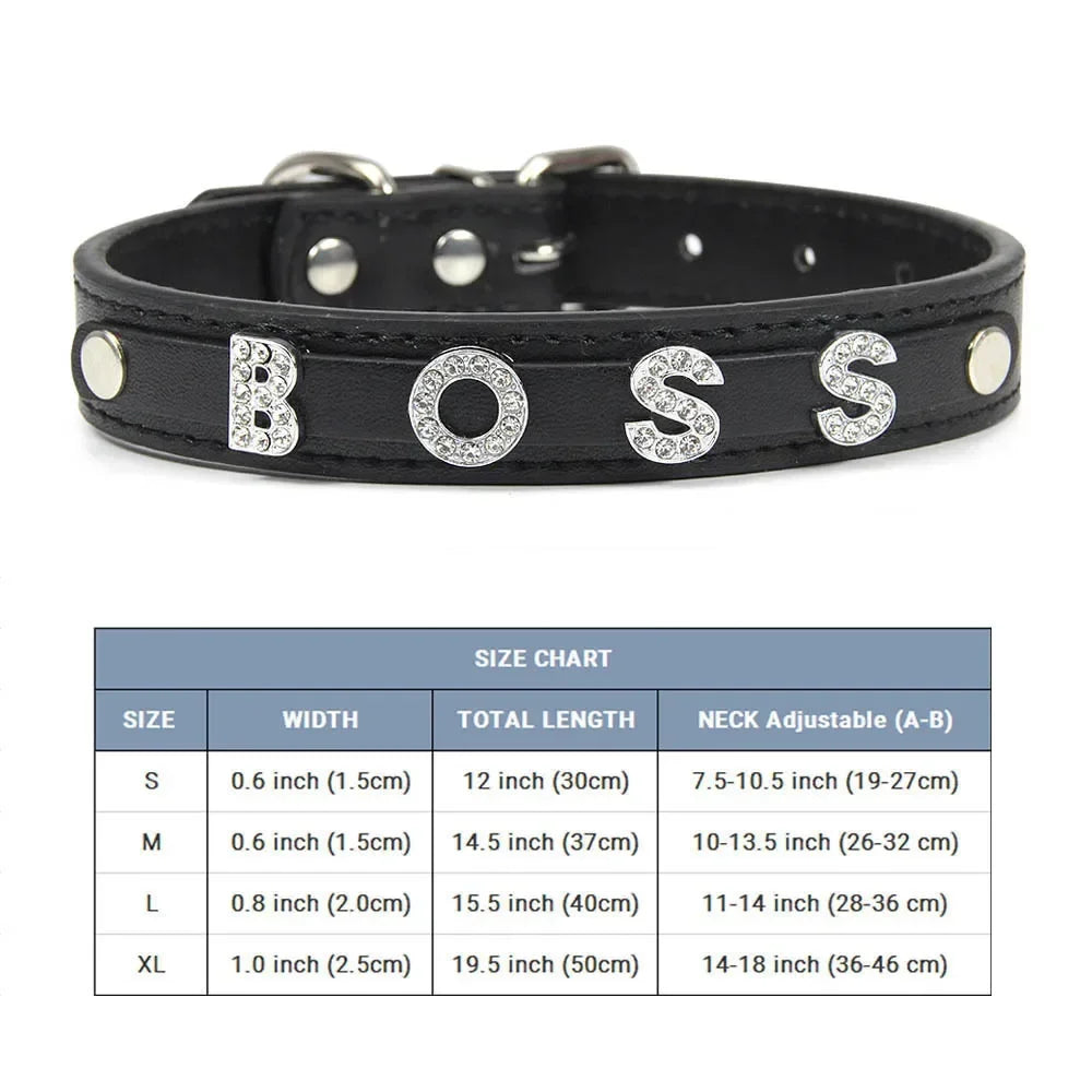 (Free Bling Rhinestone Letter)Custom Pet Cat Dog Collar Leather Puppy Collars For Small Medium Dogs Target Personalized Id Name