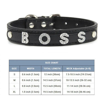 (Free Bling Rhinestone Letter)Custom Pet Cat Dog Collar Leather Puppy Collars For Small Medium Dogs Target Personalized Id Name