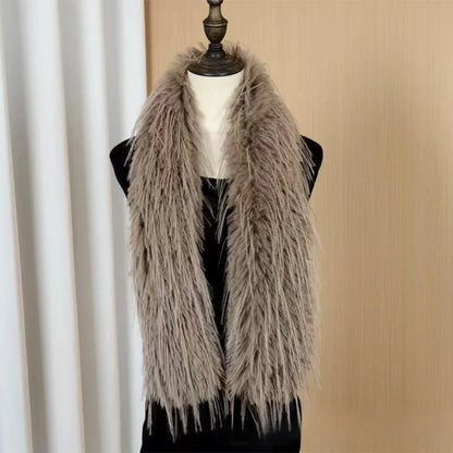 Fashion  Long Strip Scarf Thick Fluffy Imitation Mink Fur Y2K Girl Scarf Luxury Classic Soft Shawl Ladies Tassels Scarf