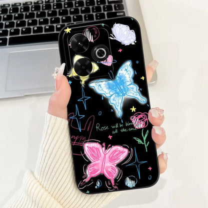 Casing For Redmi 13 Case 13 5G Cute Cat Fashion Luxury Flowers Silicone Shockproof Back Cover For Redmi 13 5G Phone Case Bumper